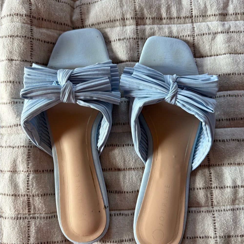 Journee Collection Light Blue Bow Sandals